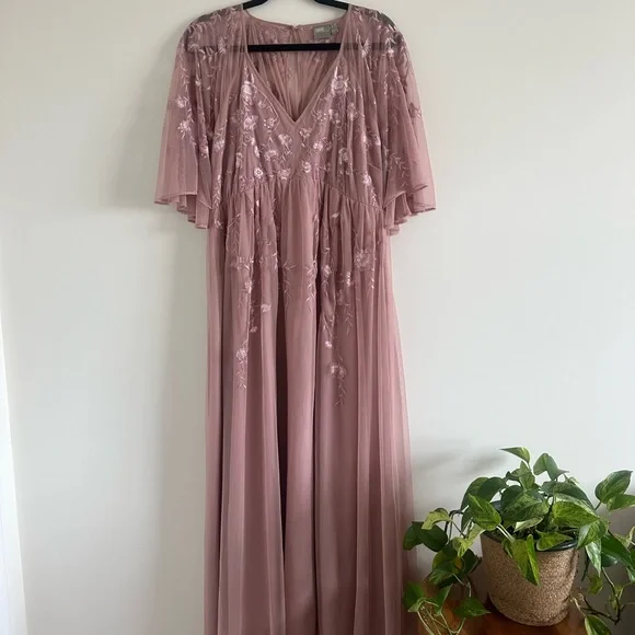 chinese dress ladies ASOS Soft Flowy Maxi Dress with Ruffles in Orange SZ 6 main image 0